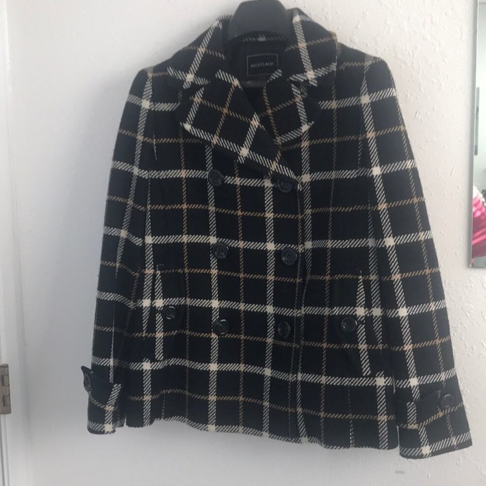 Nice Claup L blue plaid vintage coat